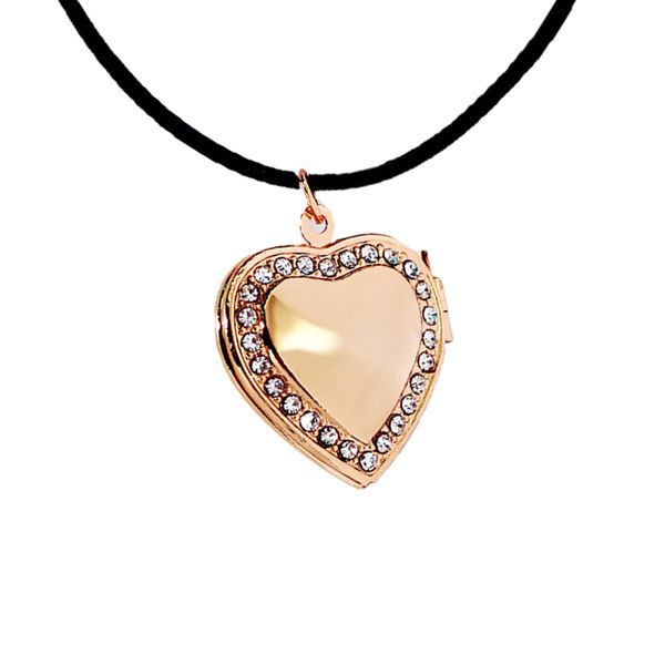

rhinestone heart p picture lockets memorial necklace jewelry mom gift, Silver