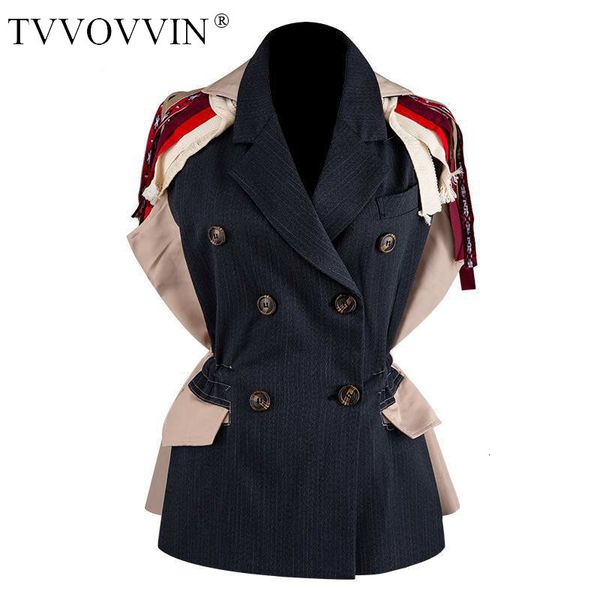 

tvvovvin vest double breasted sleeveless vest tassels ribbon stitching women's waist coats fashion sleevless jacket 2019 x421, Black;white