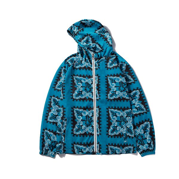 

new seasons mens womens jackets geometric printed hooded jackets for men women casual zipper windbreaker yellow blue b104537v, Black;brown
