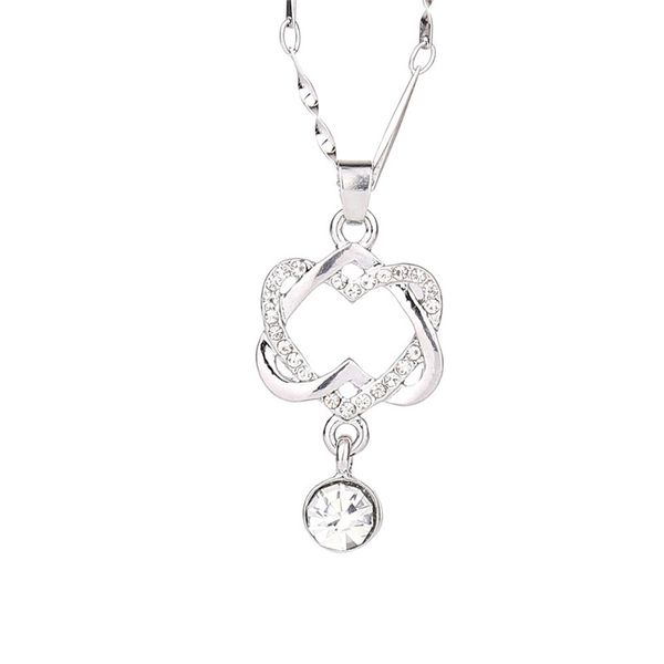 

fashion women heart crystal necklaces rhinestone silver chain pendant necklace jewelry beautiful torqueexquisite choker trinket