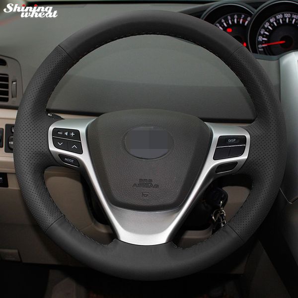 

shining wheat hand-stitched black leather steering wheel cover for verso ez avensis