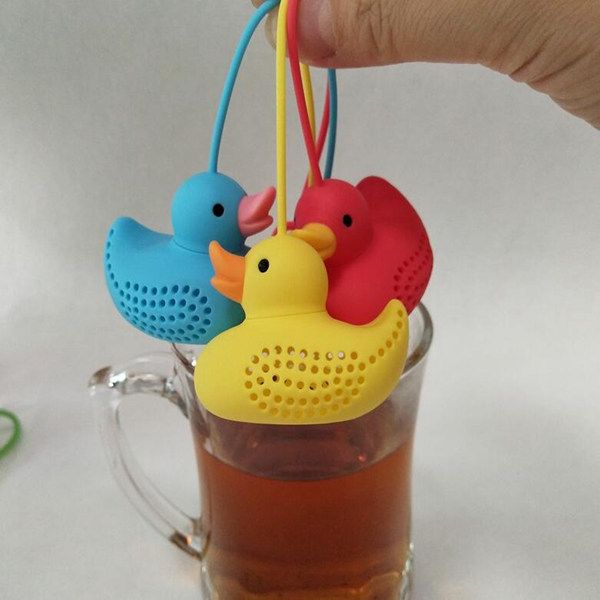 Criativa amarelo pequeno Pato silicone Tea Filtros Infuser Filtro Tea Set Acessórios de cozinha Tea Cup Filtro