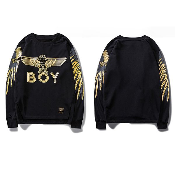 

brand fashion mens womens autumn and winter new arrival eagle plus velvet long-sleeved casual designer couple sweater top, Black