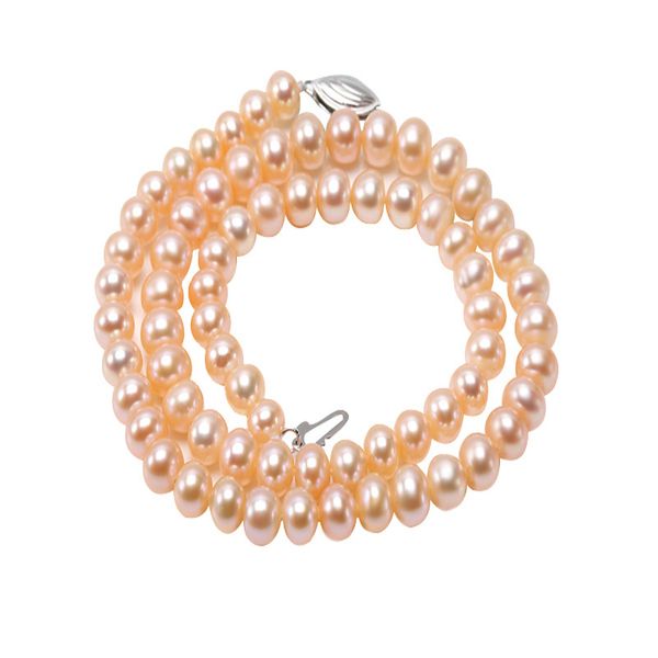 

jyx choker necklace 6-6.5mm small pearl necklace pink flatly round cultured freshwater pearl, Silver
