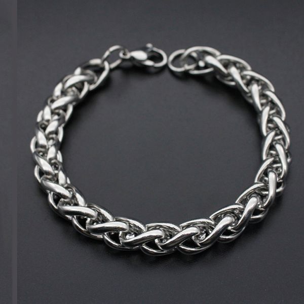 

bracelet menstainless steel keel silver bracelet mens chain on hand charm chain bracelets gifts for man accessories punk hip hop, Black