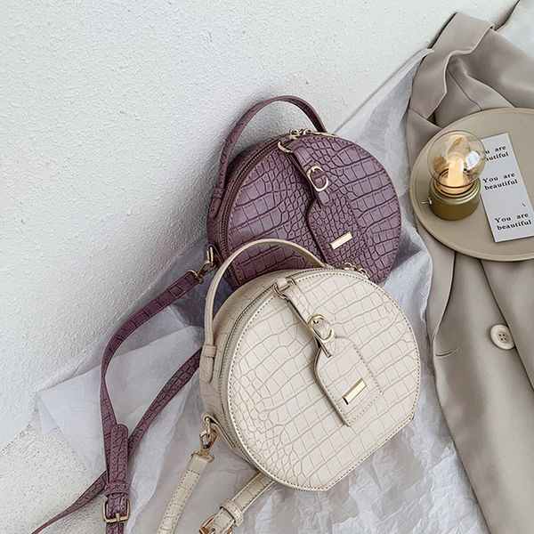 

round handbags totes purses crossbody bags for women 2020 trend alligator pu leather shoulder bag lady's hand bag