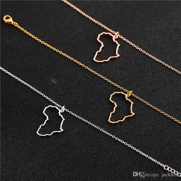 

10pcs outline african map egypt south africa kenya nigeria ethiopia country profile charm pendant chain bracelets women jewelry, Golden;silver