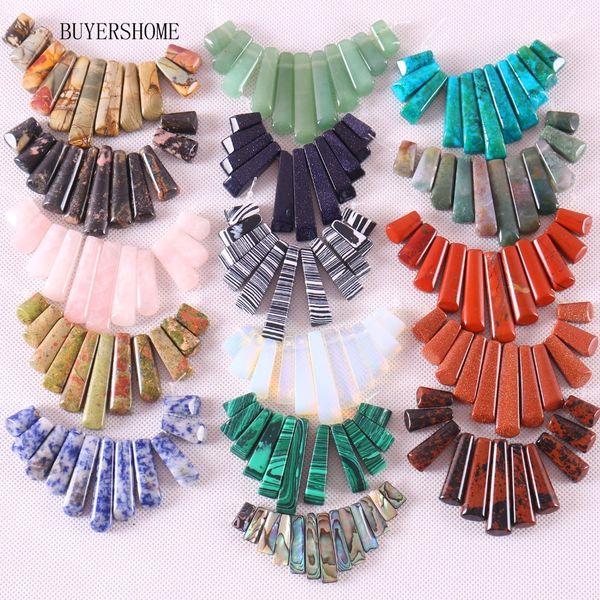 

jewelry natural stone zebra rhodonite crystal sandstone brazilian azurite zebra onyx malachite pendant beads 11pcs set, Silver