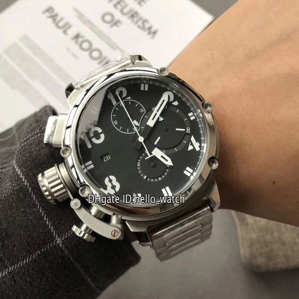 

left handed u-51 u51 chimera bronze 7474 black dial miyota quartz chronograph mens watch stainless steel bracelet satch sport watches, Slivery;brown