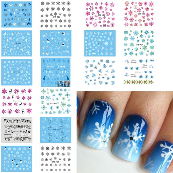 

nail art diy sticker temporary tattoo pattern christmas nail applique water sticker christmas design transfer, Black