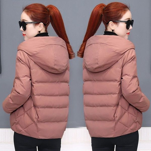 

яркие цвета зимняя куртка женщин parka теплый толстые solid короткие стиль хлопок padded ветровки пальто сыпучие stand collar outwear, Black