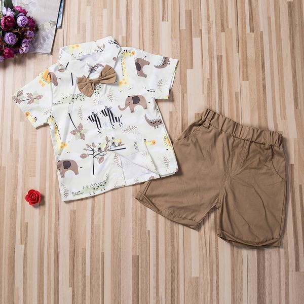 

мода малыш baby boy одежда наряд животных печати рубашка топы короткие брюки комплект новорожденный мальчик одежда мальчики партия одежда на, White