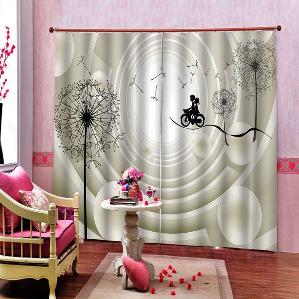 2019 Dandelion Luxury Blackout 3d Window Curtain For Living Room