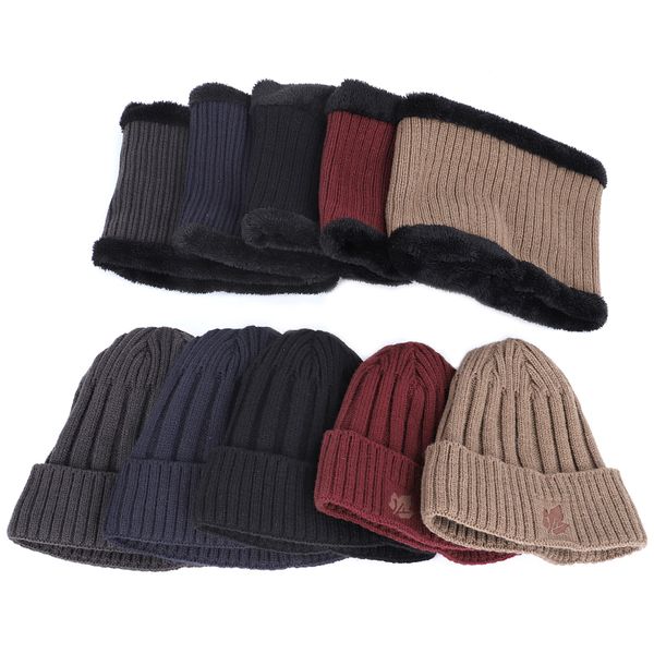 

2019 men's hat scarf winter plus velvet men and women maple leaf cotton hat outdoor warm knit hat bib thick cotton, Blue;gray