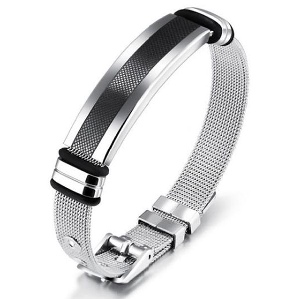 

simple bracelet men's mesh strap perimeter 17x19 cm black/gold stainless steel male bracelet