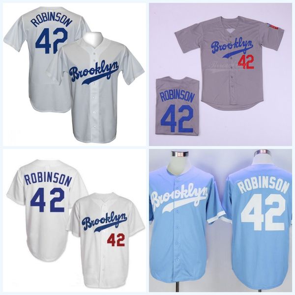 

Top Quality BROOKLYN Style Robinson Jerseys #42 Michael 100% Stitched CCM Movie Baseball Jerseys Grey Free Shipping S-XXXL