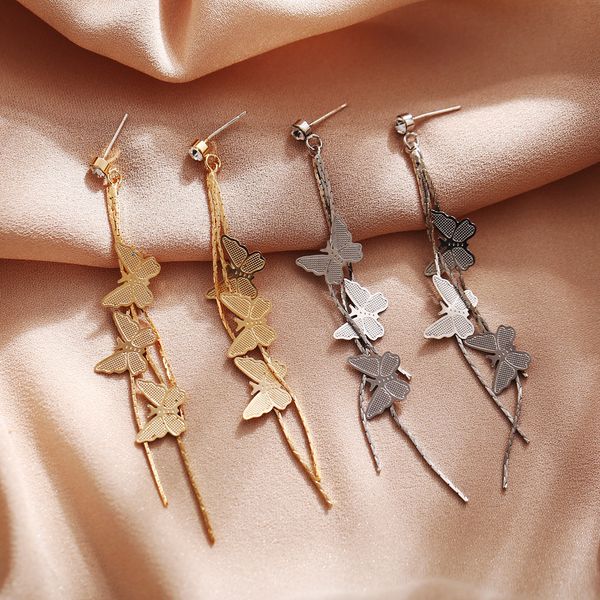 

new fashion butterfly dangle earrings for women gold tassel long drop earrings jewelry party wedding bridal earrings gift, Golden