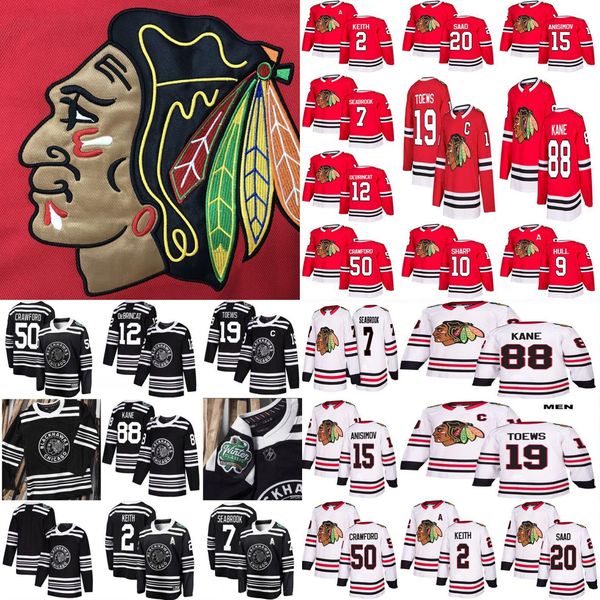 

мужчины женщины дети чикаго блэкхокс хоккей jerseys88 патрик кейн 19 джонатан toews 2 кит 20 саад 12 алекс debrincat красный белый трикотажн, Black;red