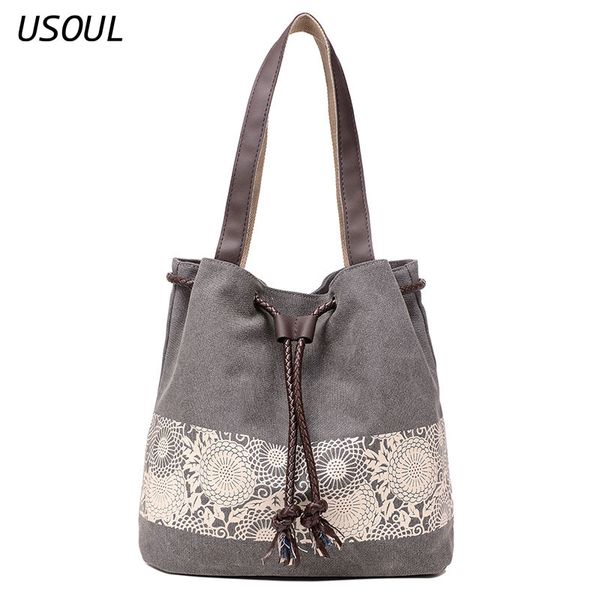 

usoul ladies fashion korean canvas single shoulder bausen woman printing retro leisure collection hand canvas bag shopping bag