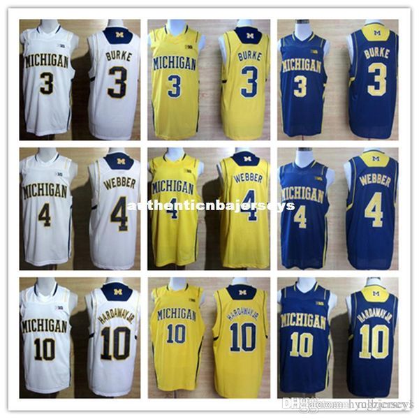 

#4 chris webber #1 glenn robinson iii #10 tim hardaway jr #3 trey burke michigan wolverines college basketball jersey xs-xxl vest jerseys nc, Black;blue