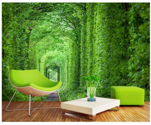 

fresh tree-lined road 3d tv background wall modern living room wallpapers