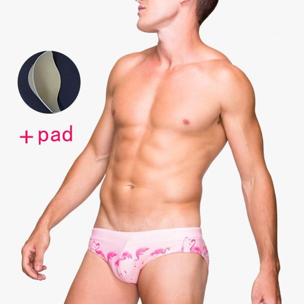 

european flamingo printing sponge pad cup big shaped stereo swimming suits summer holiday beach bikini swimming briefs