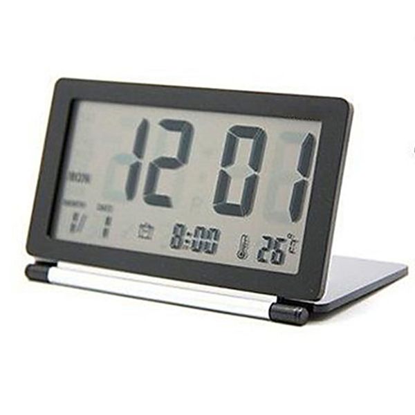 

temperature silent calendar digital alarm clock electronic flip travel mini folding office desk lcd display home