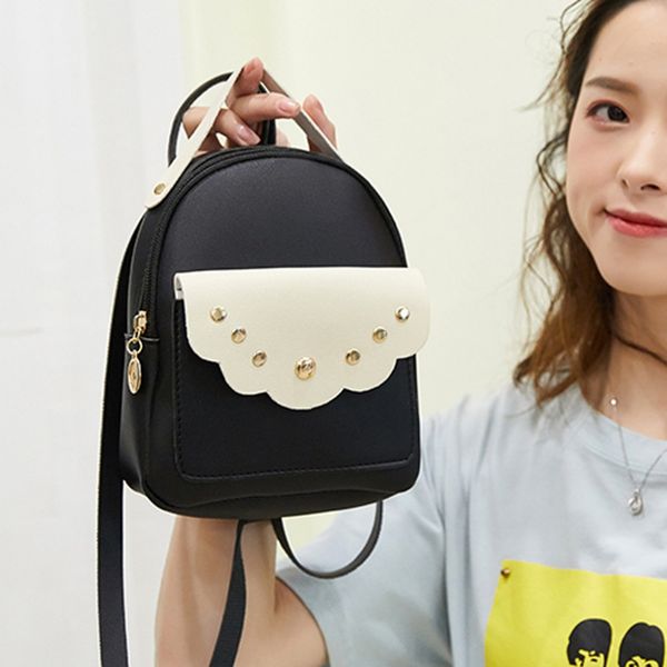 

small leather backpack letter 2019 new patchwork color kawaii school backpack fashion shoulder bag female mini backpacks a1