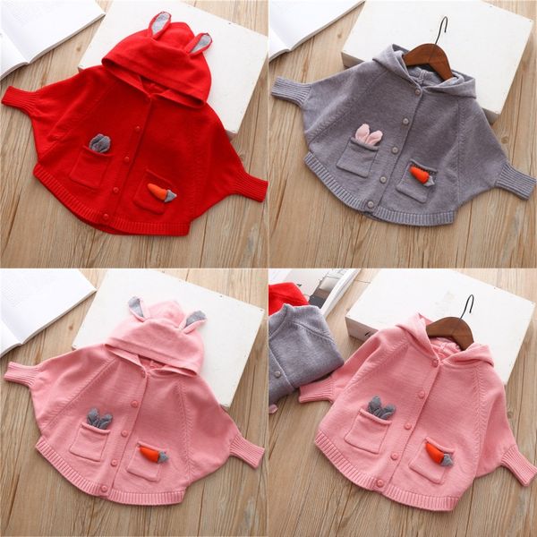 

kids cartoon cardigan hooded sweater girls hooded bat sleeve cardigan sweater fashion clothes kids baby girls cloak outerwear, Blue;gray