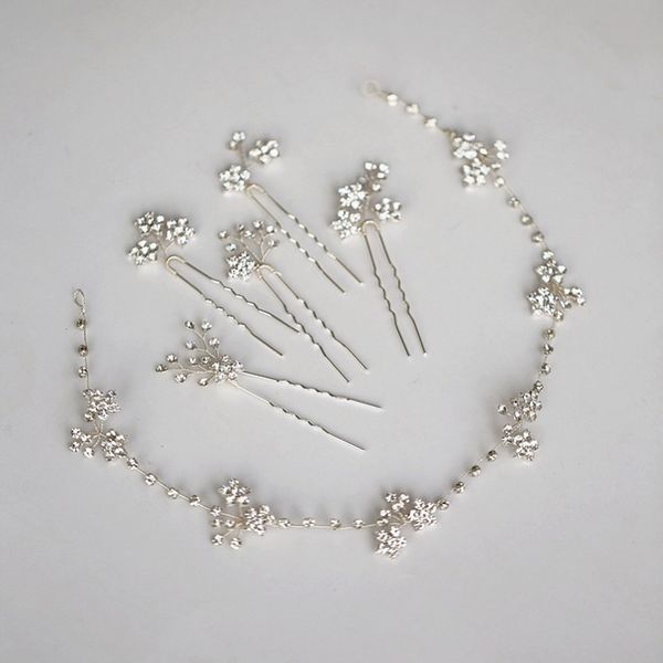 

jonnafe shine rhinestone floral bridal headband hair pins set handmade wedding hair vine jewelry, Golden;white