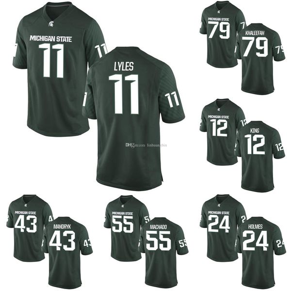 

gerald holmes nick krumm jack mandryk miguel machado mustafa khaleefah stitched men's michigan state spartans college football jersey, Black