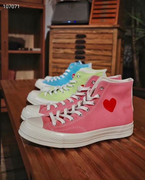 

men 1970 allstar 70 hi cdg play big eyes canvas shoes fashion women 1970s red love heart shoes casual high low skate sneakers 35-44, Black