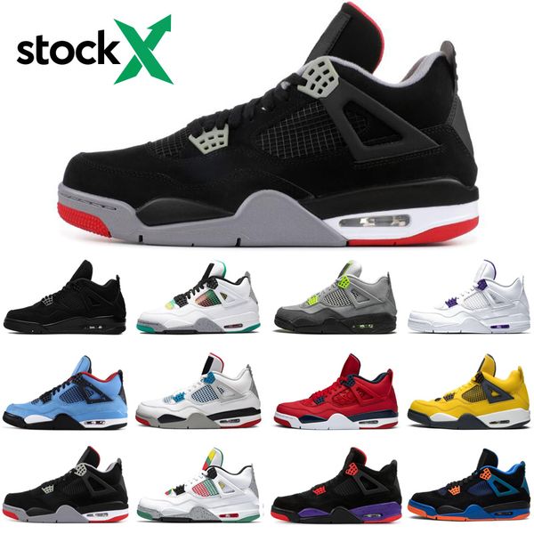 

fashion jumpman 4 4s cactus jack stock x men womens basketball shoes neon black court purple mens trainers sports sneakers size 5.5-13, White;red