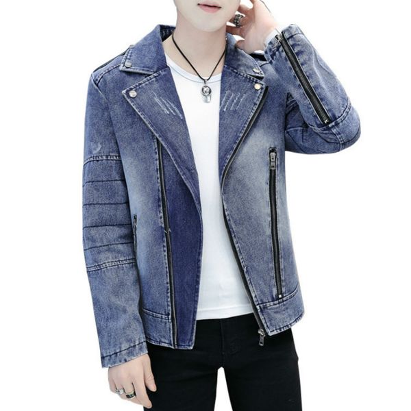 

mens denim jackets cool jacket for men fashion tide men retro denim zipper slim men clothing cotton blend size m-4xl wholesale, Black;brown