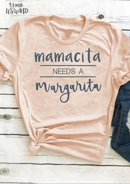 

fashion women t shirt 2020 summer casual short sleeve t shirt mamacita needs a margarita letter print t shirt lady polyester, White