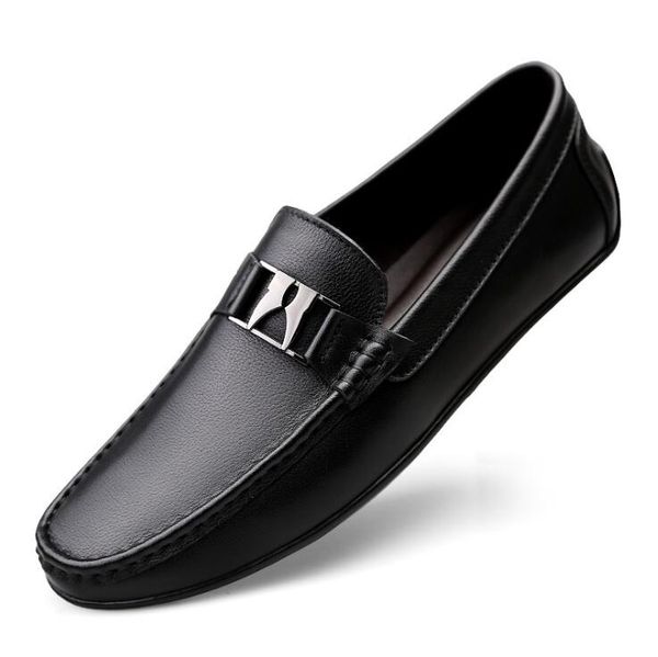 

genuine leather loafers men shoes penny black and white mens slip on office cow spring autumn oxford italian slip-on