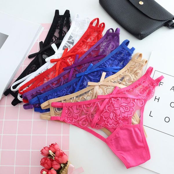 

la maxpa 3pcs underwear women ultra-thin bowknot lace floral g-string elastic strap bandage design briefs panties underwear k560, Black;pink
