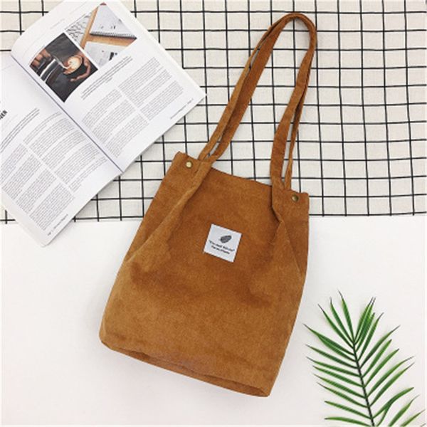 

solid corduroy shoulder bags environmental shopping bag tote package crossbody bags purses casual handbag for women