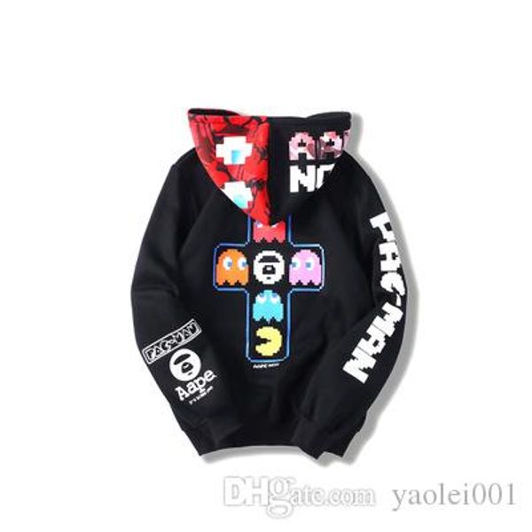 

men's new designer hoodie crazy peasman printed long-sleeved head slim jacket men and women couple models, Black