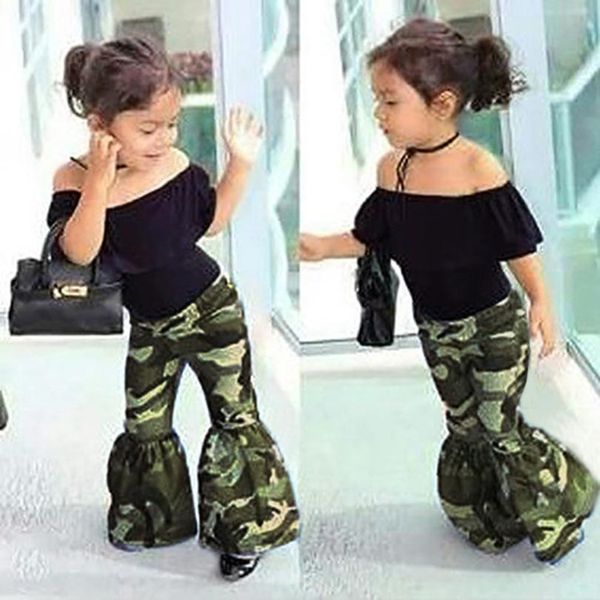 Verão quente roupas de bebê meninas Camuflagem Tops + Calças Conjunto Roupas Roupas padrão estilo terno do bebê para o bebê crianças meninas set