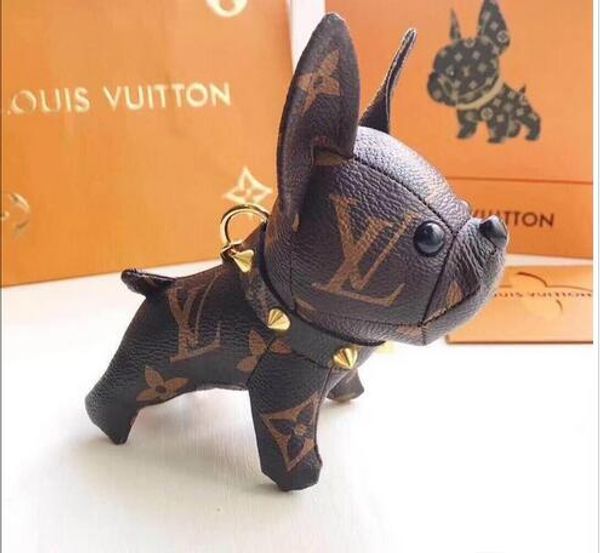 

Arrived 2019 fa hion brand dog keychain keyring for women girl bag car key chain trinket jewelry gift ouvenir without box, White