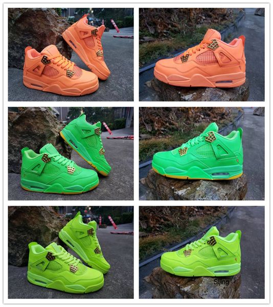 

2019 new arrival 4 lime green orange men basketball shoes outdoor mens designer trainers with box size 8-13