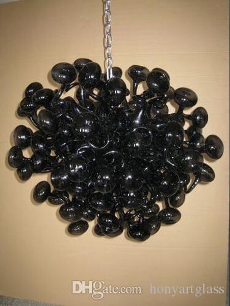 

ac led bulbs 120v/240v size customized round shape handmade black murano glass chandelier lamp