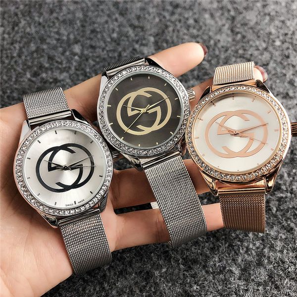 

brand quartz wrist watch for men women girl bee honeybee style metal steel band watches guc gu57, Slivery;brown