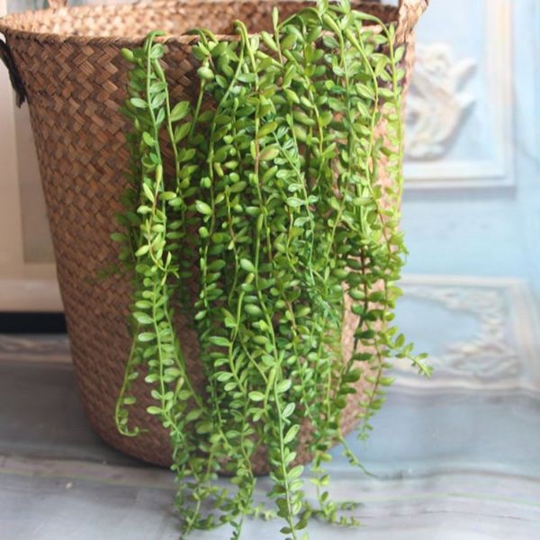 

artificial succulents pearls fleshy green vine branches wall hanging plastic rattan plants fall home wedding decoration flowers