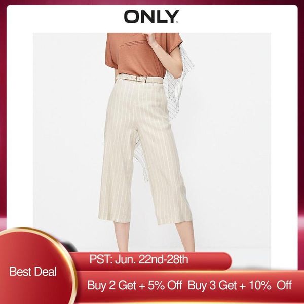 

only women's loose fit wide-leg crop pants | 119114506, Black;white