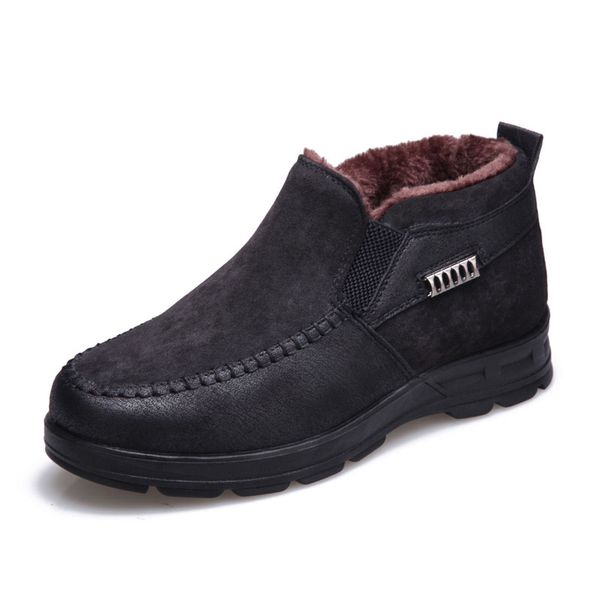 

new winter boots for men winter shoes warm plush fur snow boots male ankle men's bota masculina botas hombre, Black