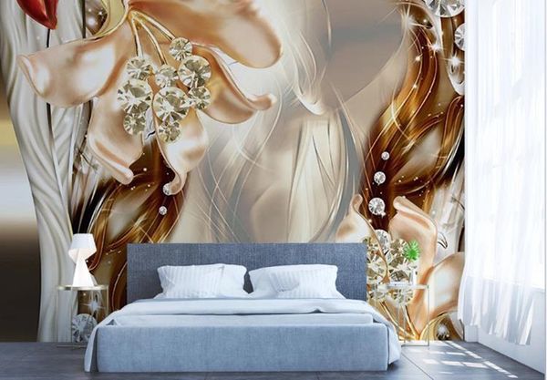 

пользовательские 3d mural фантазия трехмерные украшения цветы спальня гостиная диван тв фона стена фрески фото обои для стен 3d