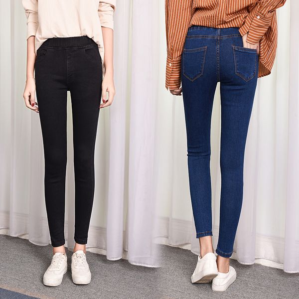 

MarchWind Brand Designer Fashion Pants Jeans woman high waist plus size skinny black blue pocket mom Jeans Denim pencil pant 6XL