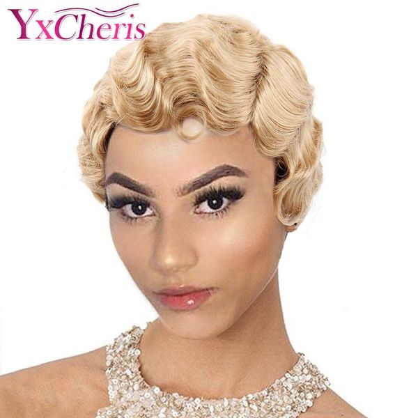 

finger wave wigs for women synthetic short purple wigs female heat resistant fiber black brown cosplay wig blonde